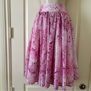 SHERIDAN FRENCH Pink Floral Fitted Waist Full Skirt, Below Knee, Size 4